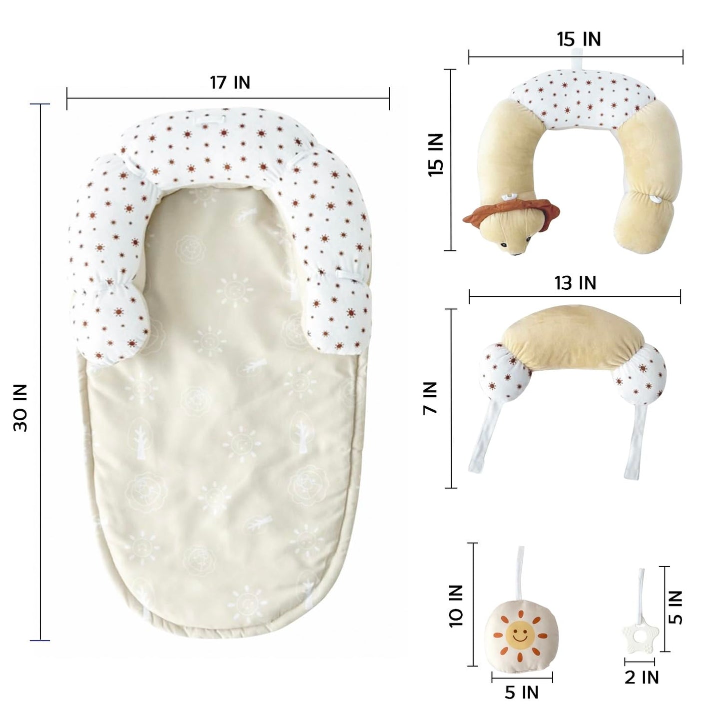 Aila+Aiden 2-in-1 Tummy Time Mat & Seated Support - Sensory Toys for Newborns (Sand)