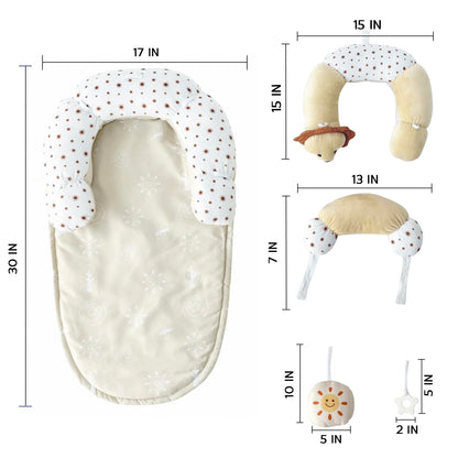 Aila+Aiden 2-in-1 Tummy Time Mat & Seated Support - Sensory Toys for Newborns (Sand)