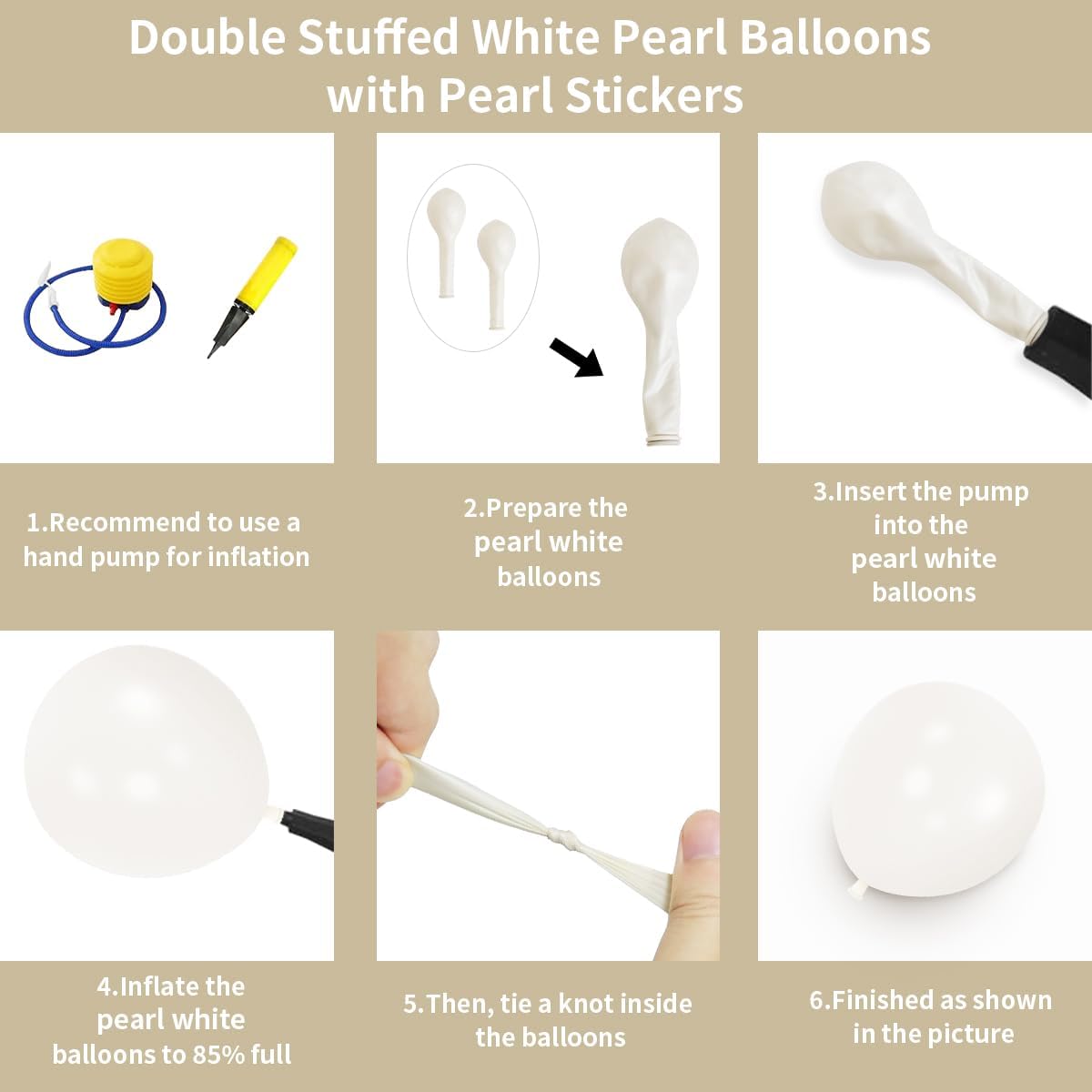 Double Stuffed Pearl White Balloons - 116 Pcs Arch Garland Kit for Weddings & Showers | 5/10/12/18 Inch