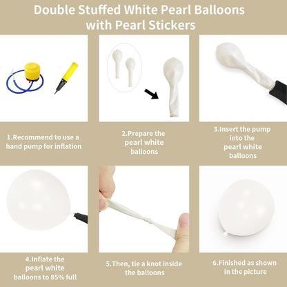 Double Stuffed Pearl White Balloons - 116 Pcs Arch Garland Kit for Weddings & Showers | 5/10/12/18 Inch