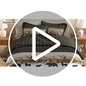 King Cotton Quilt Set with Deer and Bear Wildlife Design - Reversible, Rustic Lodge Bedding - Green/Brown/Beige, 98x106 inches