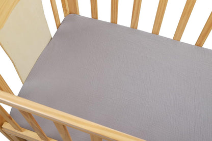 Onacosht Muslin Crib Sheets - Soft 100% Cotton Fitted Sheets for Standard Toddler Crib | 2-Pack in Grey & Green