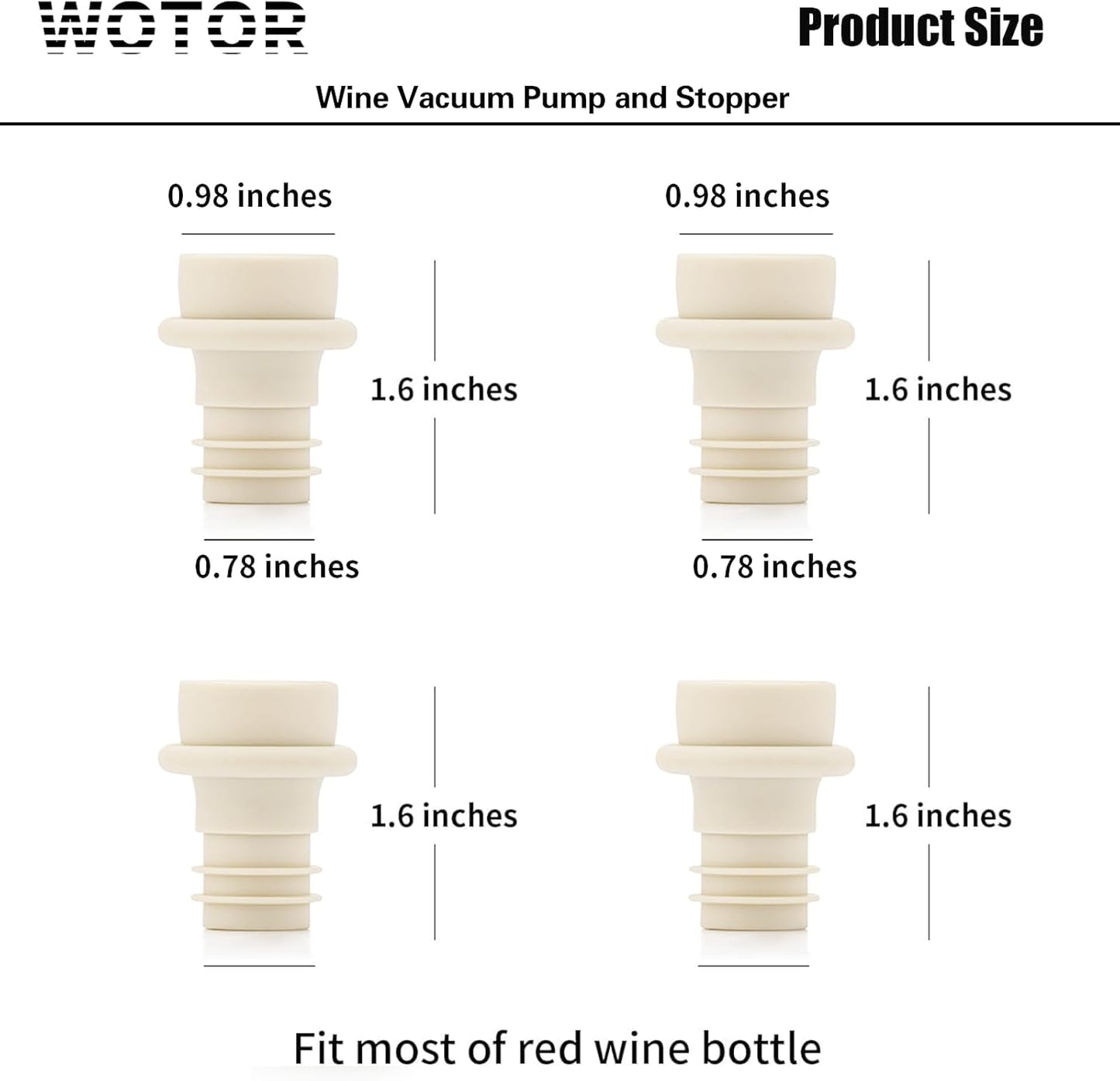 WOTOR Wine Stoppers Vacuum, Silicone Wine Saver & Preserver, Reusable Bottle Sealer, Keep Fresh (Cream, 12 Pieces)