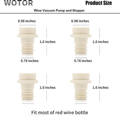 WOTOR Wine Stoppers Vacuum, Wine Saver, Wine Pump Vacuum Stoppers, Wine Preserver, Reusable Bottle Sealer Keeps Wine Fresh (Cream, 6 Pieces)