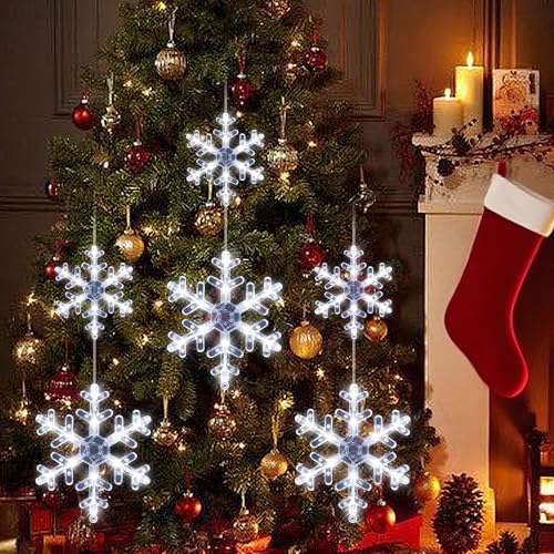 White Snowflake Christmas Window Lights Set - Battery Operated with Suction Cups