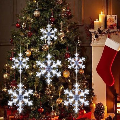 White Snowflake Christmas Window Lights Set - Battery Operated with Suction Cups