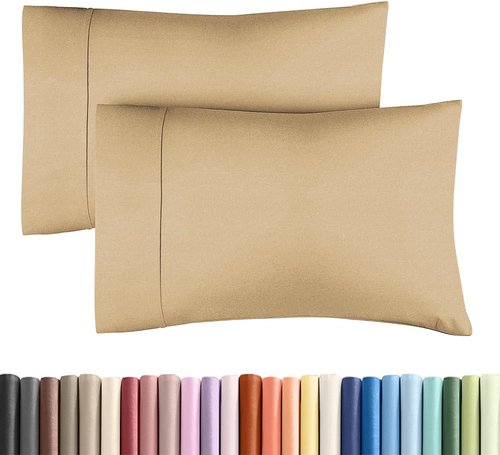 King Standard Pillow Cases - Ultra-Soft Hotel Quality Covers | Fade-Free & Wrinkle Resistant - 2 Piece Set in Heathered Tan