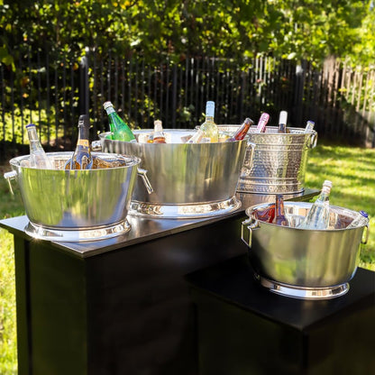 Sol Living Beverage Tub Large Ice Bucket with Handles Single Wall Stainless Steel Ice Bucket and Cooler for Wine, Drinks, Bar, Party, and Gift Beverage Cooler for Indoor and Outdoor Parties