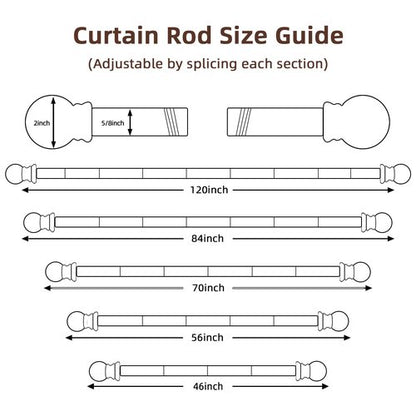 SMODBRODRE Black Curtain Rods for Window 28 to 48, 5/8 inch Small Decorative Curtain Rod Set with Brackets