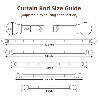 SMODBRODRE Curtain Rods for Window 32 and 48, White 5/8 inch Splicing Single Window Curtain Rod Set with Brackets