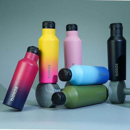 BJPKPK Insulated Water Bottle - 25oz Stainless Steel With Straw & Carry Handle | Charming Black Red
