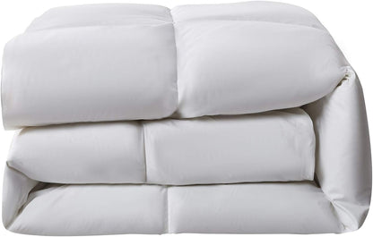 Serta Goose Feather Down Comforter - Hotel Luxury Hypoallergenic Twin Size Duvet Insert | 100% Cotton, 68 x 90 Inch, White
