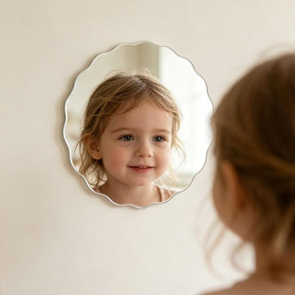 Round Wavy Acrylic Non-Glass Safety Wall Mirror for Kids Room