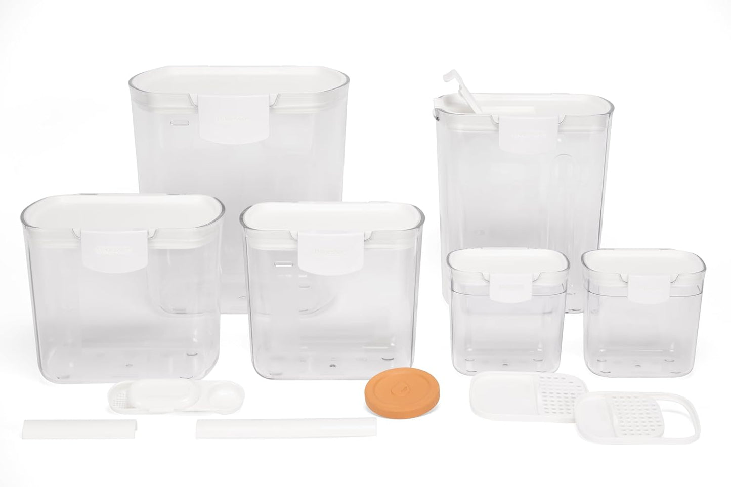 ProKeeper Baker's Airtight Kitchen Storage Canister Set - Keep Flour & Sugar Fresh | 6-Piece White Set