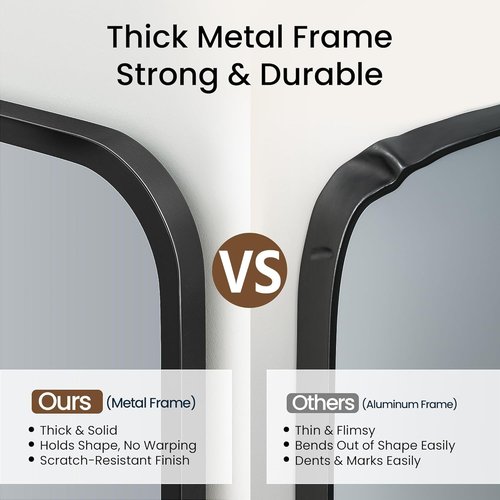 Pocetry 2-Pack 24x36 Inch Matte Black Bathroom Vanity Mirrors | Flush Mount Deep Set Metal Wall Mirror for Over Sink | HD Shatterproof Glass, Rustproof