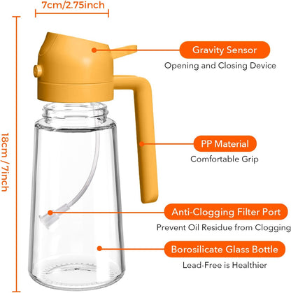 YARRAMATE Glass Olive Oil Sprayer - 16oz Premium Food Grade Dispenser with Portion Control | Orange
