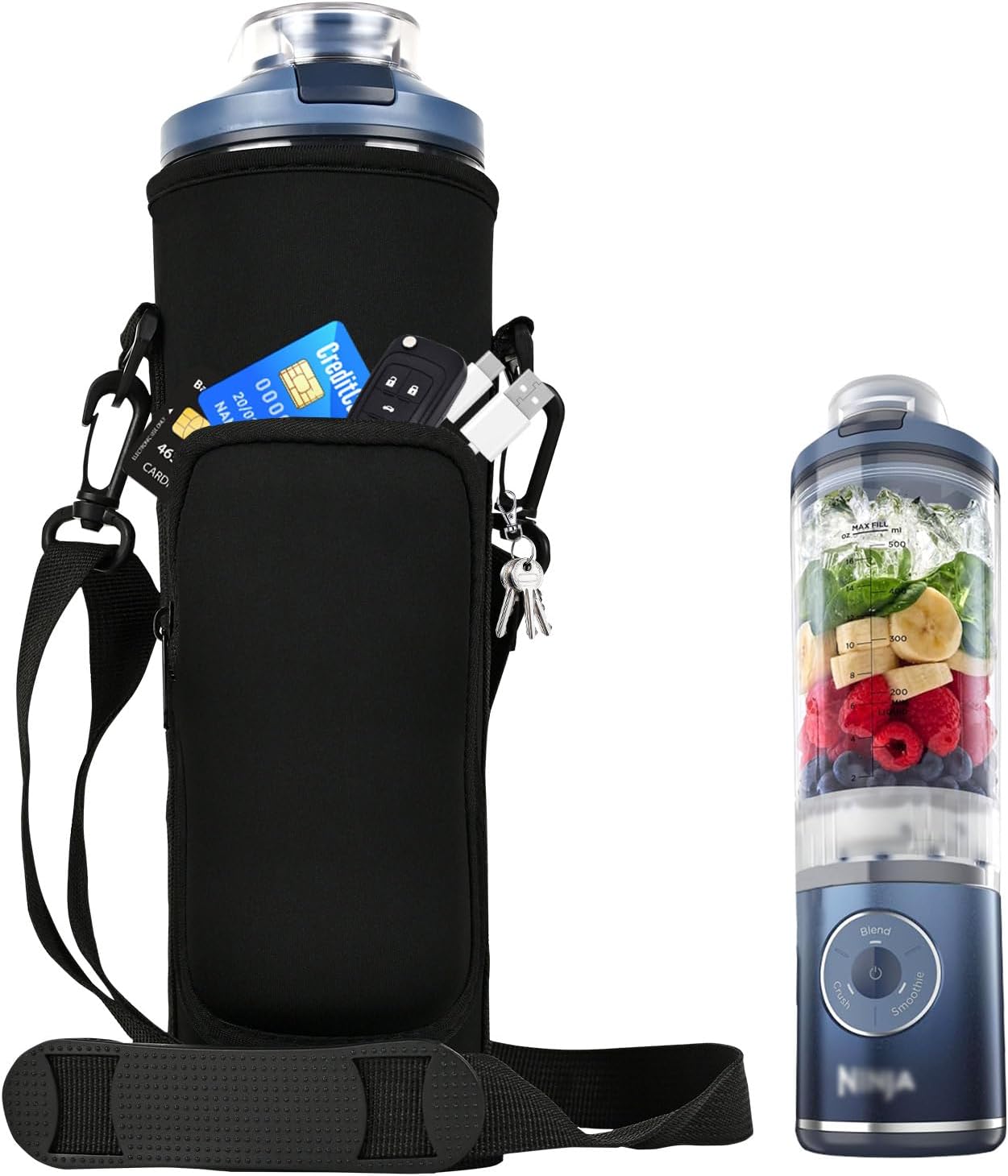 Ninja Storage Sleeve Bag - Portable Blender with Shoulder Strap & Accessory Pocket | 22 oz (Black)
