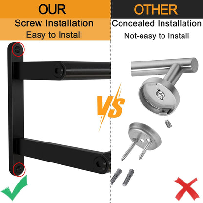 Skiennix Double Towel Bar - 24-Inch Stainless Steel Bath Rack | Matte Black Wall-Mounted Holder