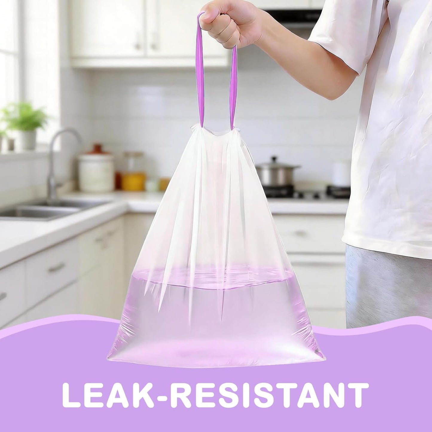 Regine Switzerland 100Ct Lavender Scented Trash Bags - Odor Resistant 4 Gallon Drawstring Bags