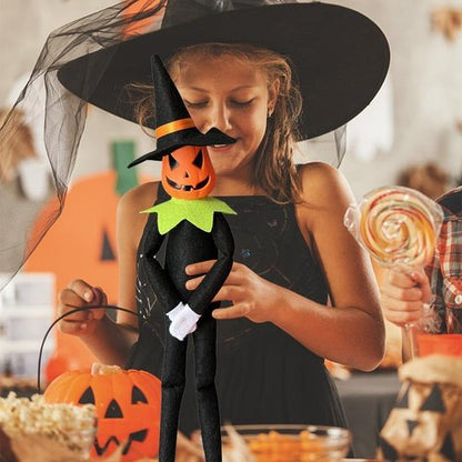 Danoni Halloween Pumpkin Elf Doll - Handmade Toy with Black Hat, White Gloves & Cape | Perfect for Autumn Decor