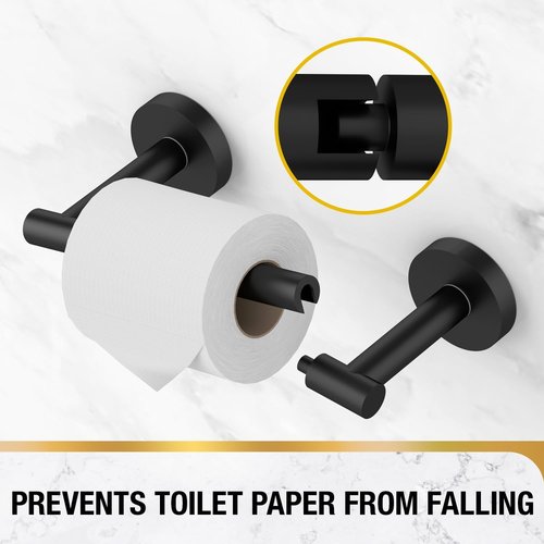 HITSLAM Toilet Paper Holder - Matte Black Double Post Pivoting Design | SS304 Stainless Steel Construction