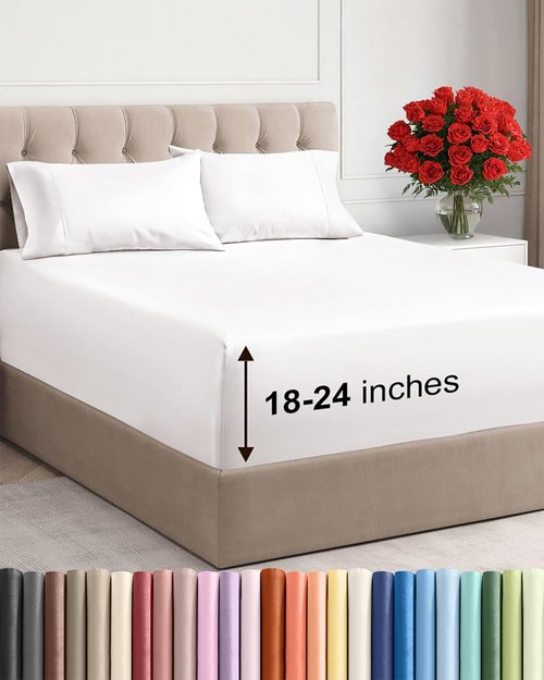 Extra Deep Twin XL Sheet Set - 4 Piece Breathable and Cooling Sheets - Hotel Luxury Bedding for Women, Men, Kids & Teens - Easy Secure Fit - Soft & Wrinkle Free - Extra Deep Pockets - Antique White