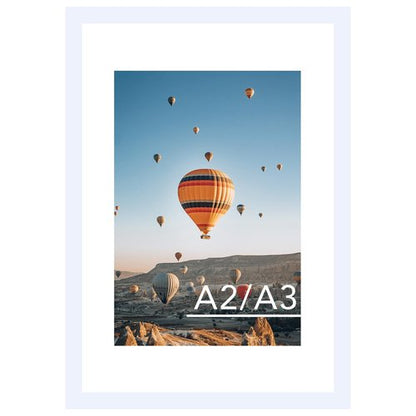 JCJMY 16.5x23.4 A2 Picture Frame White with 11.7x16.5 A3 Mat, Display Photo 11.7x16.5 with Mat or 16.5 x 23.4 Without Mat, Wall Hanging Large Frame with Plexiglass, White