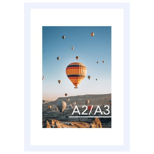 JCJMY 16.5x23.4 A2 Picture Frame White with 11.7x16.5 A3 Mat, Display Photo 11.7x16.5 with Mat or 16.5 x 23.4 Without Mat, Wall Hanging Large Frame with Plexiglass, White