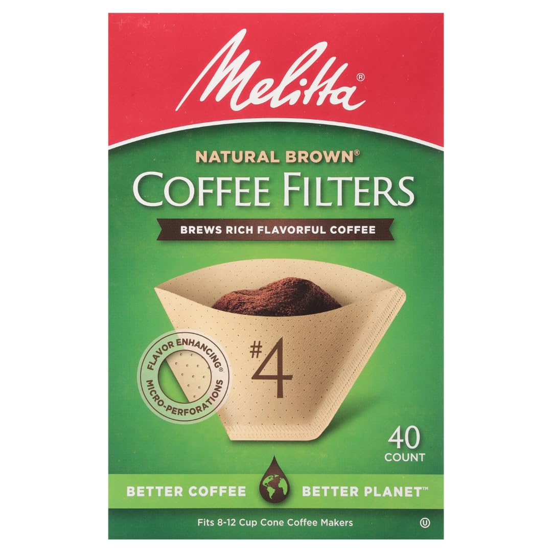 Melitta #4 Cone Coffee Filters - Natural Brown, 480 Total Filters | Fits 8-12 Cup Makers, Compostable & Tear-Resistant