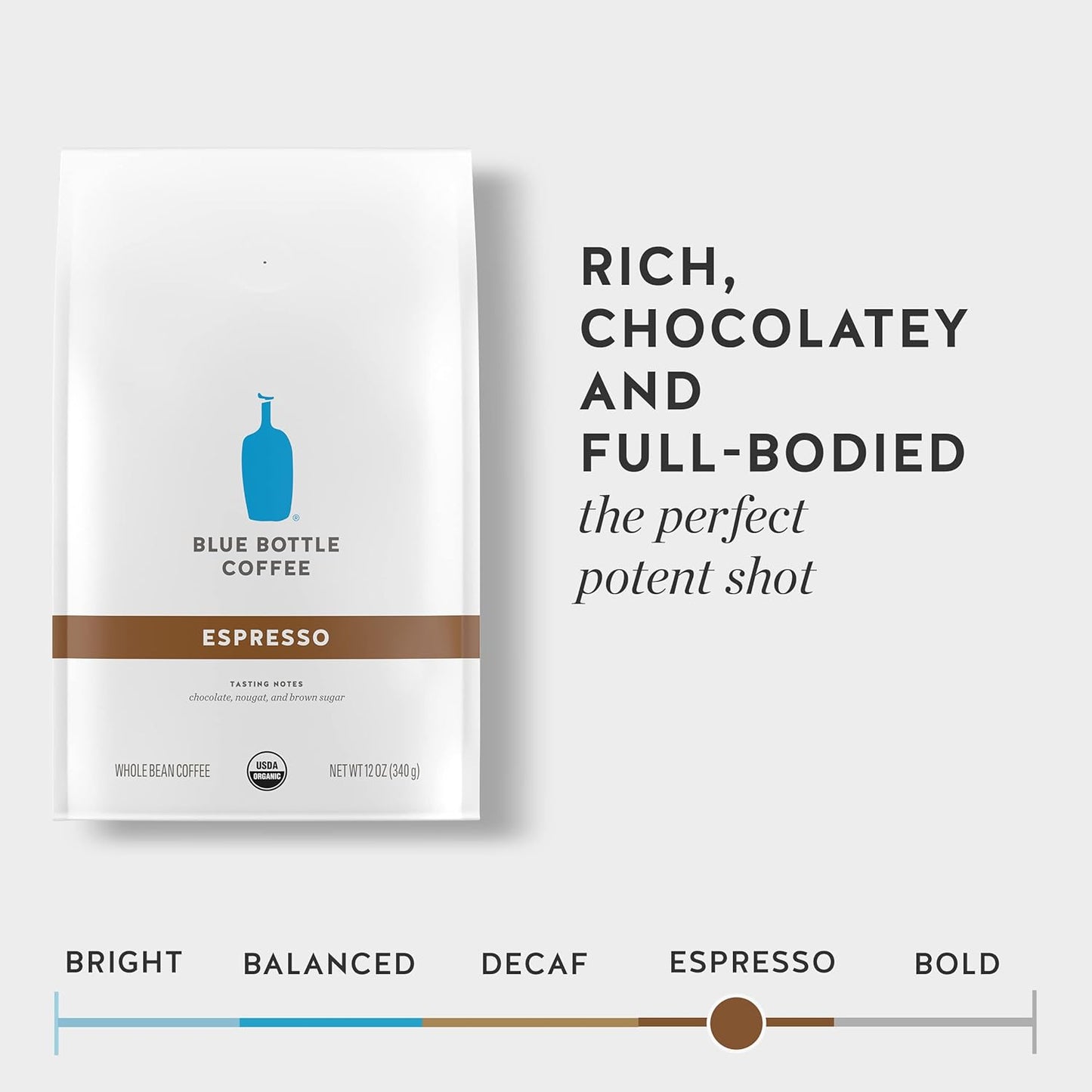 Blue Bottle Organic Espresso Coffee - Dark Roast Whole Beans, 12 Ounce Bag