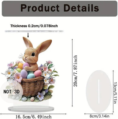 Skiennix Easter Decorations - 2D Flat Acrylic Bunny & Egg Ornaments for DIY Crafts | Cute Rabbit Desktop Decor