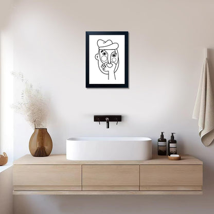 Regine Switzerland Funny Bathroom Wall Art - Modern Minimalist Canvas Print | Black & White Decor