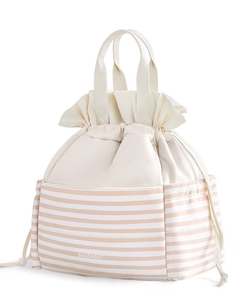 BAGSMART Lunch Bag Women Cute Lunch Box Drawstring Tote Cooler with Multi-Pockets Cinch Closure Insulated Tote for Work, Office, Outdoors