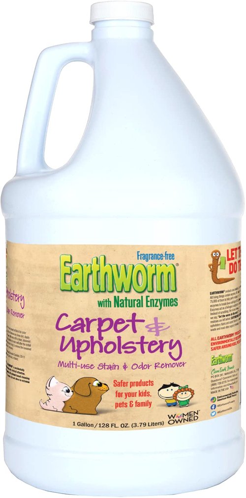 Earthworm Carpet & Upholstery Cleaner Multi-Use Stain & Odor Remover - Natural Enzymes, Safer for Family, Environmentally Responsible - 128 oz