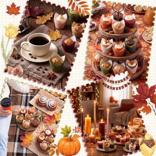 Autumn Tulip Cupcake Liners Set - 120 Pcs Fall Muffin Baking Cups with 6 Colors