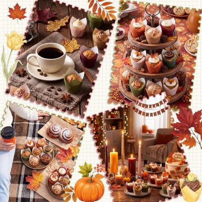 Autumn Tulip Cupcake Liners Set - 120 Pcs Fall Muffin Baking Cups with 6 Colors