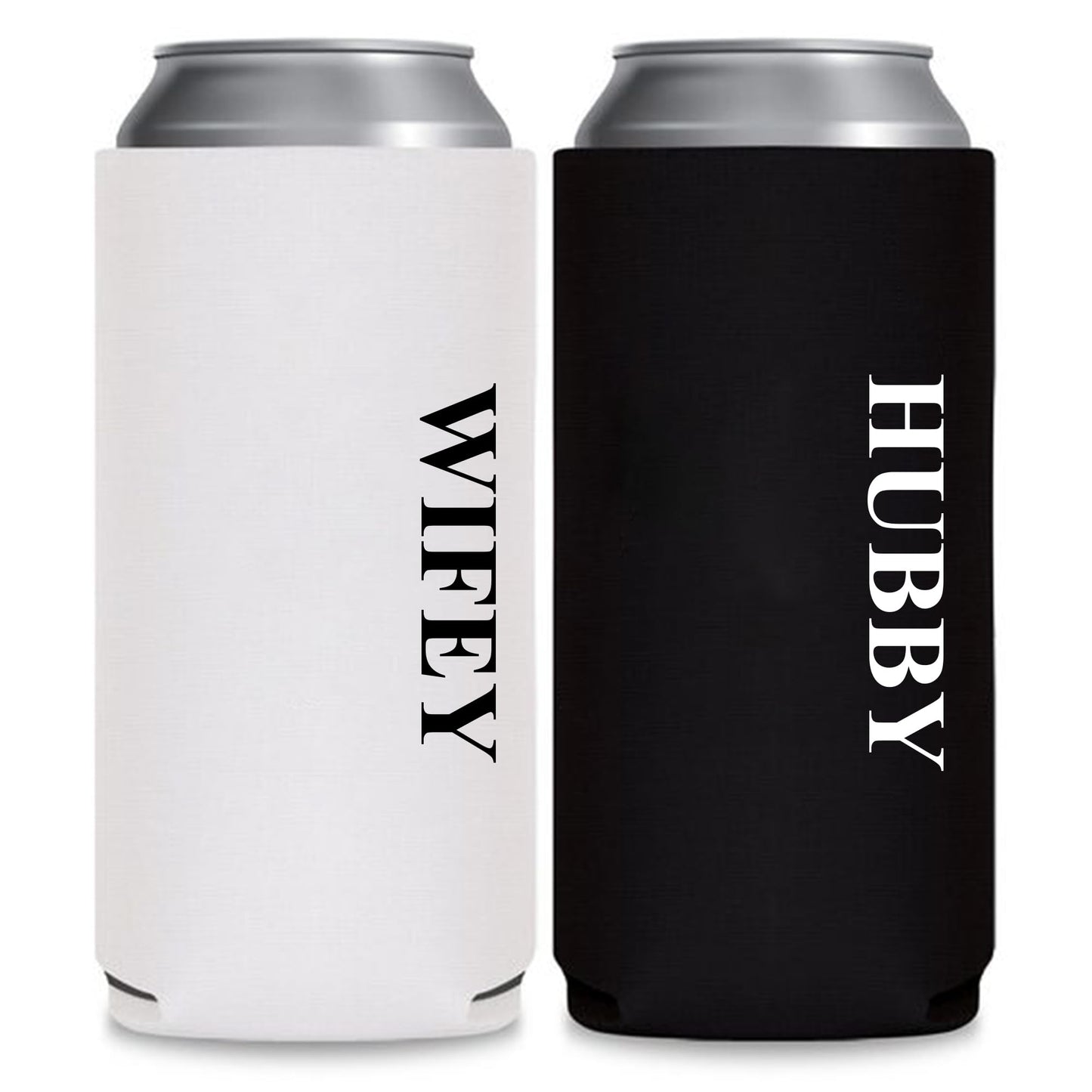 GroomBrideGifts Honeymoon Essentials Gifts - Hubby and Wifye Novelty Can Cooler.