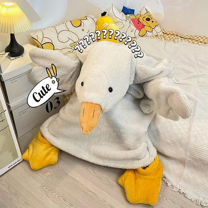 Goose Duck Wearable Hoodie Blanket with Sleeves and Included Shoes - Medium