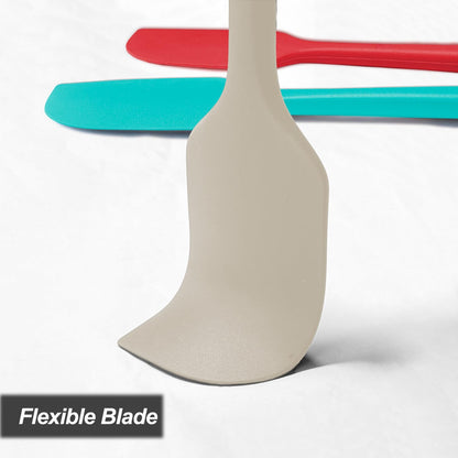 Skiennix Large Silicone Spatula Set - 600°F Heat Resistant, Non-Stick Kitchen Utensils | 11.2 IN, Khaki - Perfect for Baking & Cooking