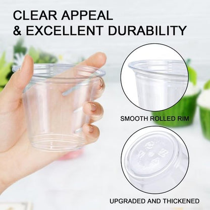 Lamosi 100 Pack 9 oz Clear Plastic Cups, Disposable Cups Wine Cocktail Punch, Sturdy & Food Safe Plastic Cup for Party & Wedding