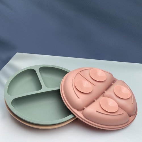 Eascrozn Suction Plates for Baby 3 pack, Stay Put Divided Toddler Plates, 100% Food Grade Silicone Baby Plates, BPA Free, Baby Feeding Supplies, Microwave & Dishwasher Safe
