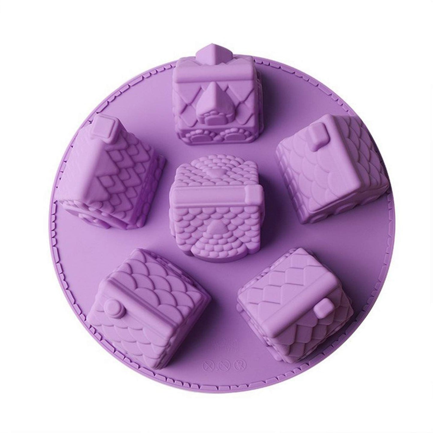 Joyeee 1 Pack House Shape Silicone Mold, 6 Cavity Non-stick Cozy Village Baking Pan, House Shape Soap Mold, Mini Christmas House Cake Molds for Brownies Chocolate Jelly Pudding Cupcake Ice-cream