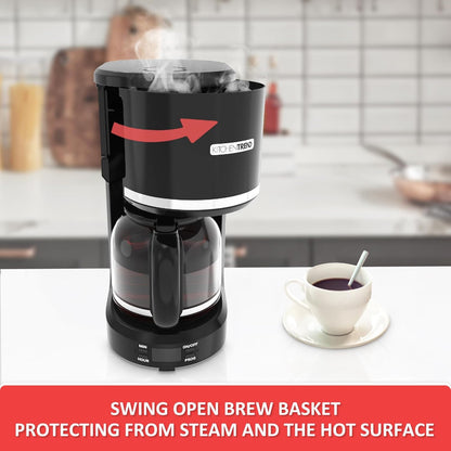 Mr. Coffee 10-Cup Programmable Coffee Maker - Permanent Filter, Removable Reservoir, Delay Brew, Black