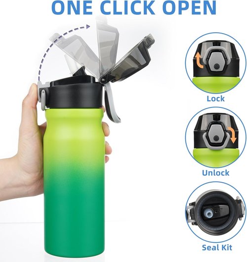 BJPKPK Stainless Steel Insulated Water Bottle - 18oz Reusable Thermal Flask with Straw Lid | Bamboo Grove Design