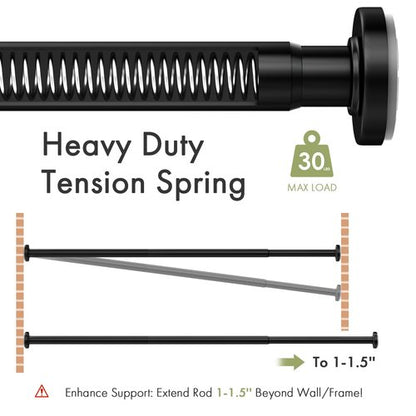 AmazerBath Spring Tension Shower Curtain Rod, 31-75 Inches Heavy Duty Tension Rod Rust Proof Bathroom Curtain Rod, Adjustable No Drill Easy Segmented Installation, Black