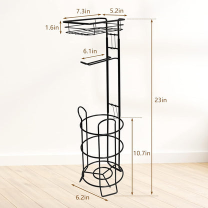 Regine Switzerland Toilet Paper Holder Stand - Stylish Bathroom Storage with Raised Base | Black