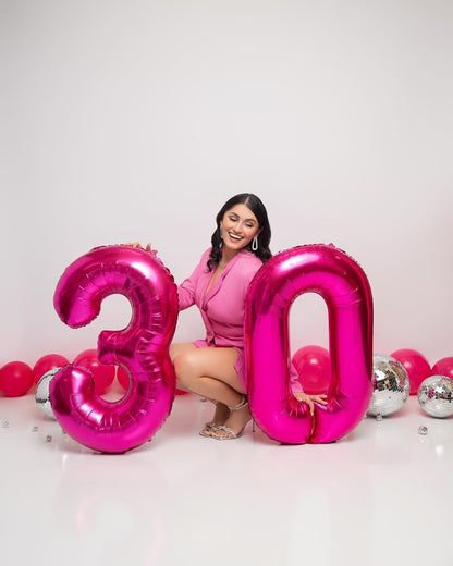 Skiennix Hot Pink Number 10 Balloons - 40 Inch 10th Birthday Decorations for Girls