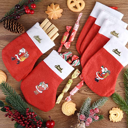 Red Felt Christmas Stockings Set - 150 Mini Santa Holiday Decorations