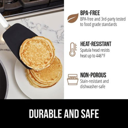 GORILLA GRIP Silicone Spatula - Heat Resistant Kitchen Turner with Soft Rubber Handle | 11.6 in, Black