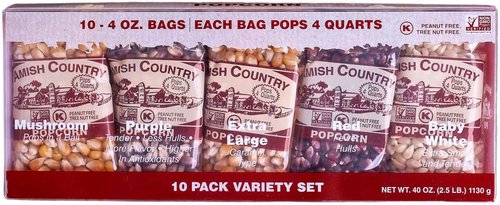 Amish Country Popcorn - 4 Ounce Variety Kernel Gift Set | Non-GMO, Gluten-Free, 10 Assorted Packs